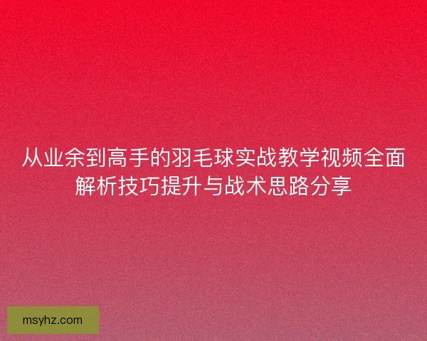 从业余到高手的羽毛球实战教学视频全面解析技巧提升与战术思路分享