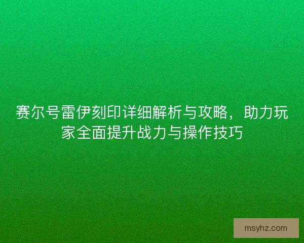 赛尔号雷伊刻印详细解析与攻略，助力玩家全面提升战力与操作技巧