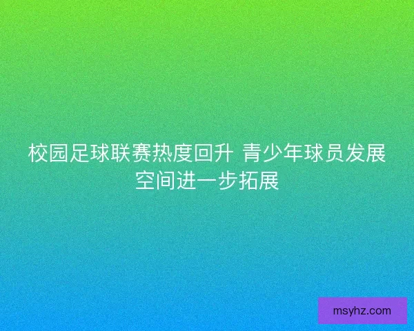 校园足球联赛热度回升 青少年球员发展空间进一步拓展